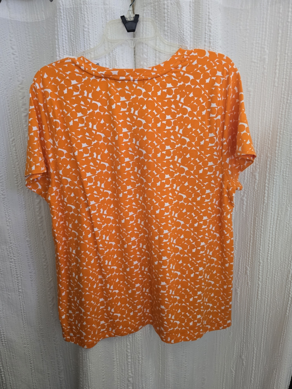 Liz Claiborne Orange Printed Short Sleeve Scoop Neck Top - Picture 7 of 7
